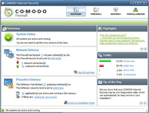 comodo_main_screen