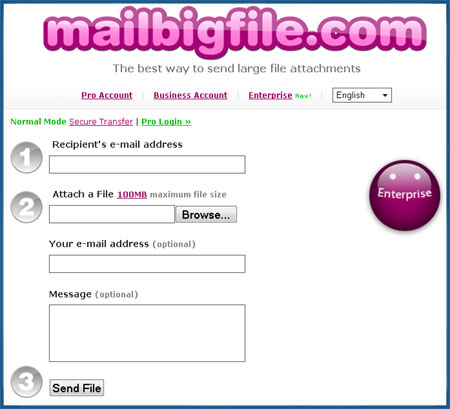 Mail Big File - Screenshot